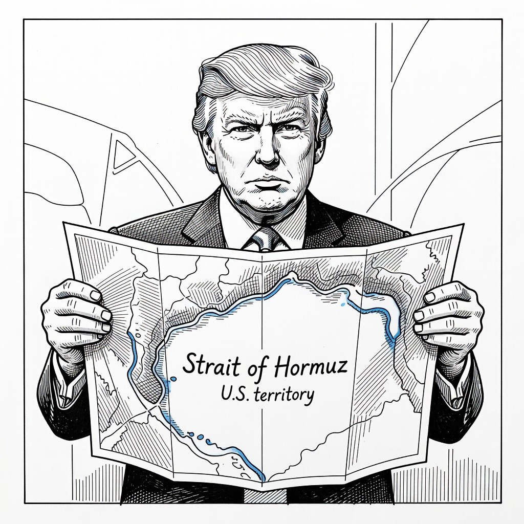 Illustration for: Cargo Vessel Struck in Strait of Hormuz Amid Escalating U.S.-Iran Dispute