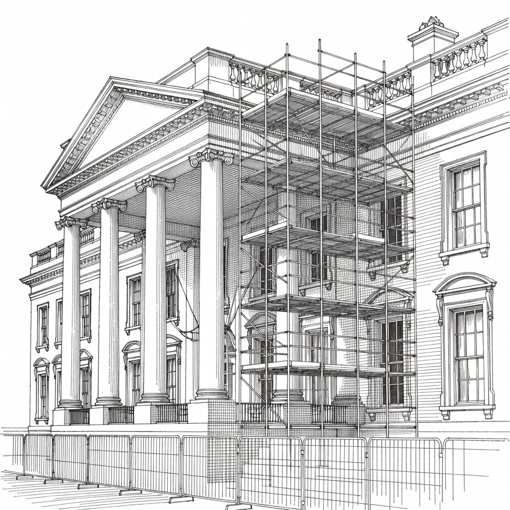 Illustration for: Supreme Court Temporarily Allows White House Ballroom Construction to Proceed