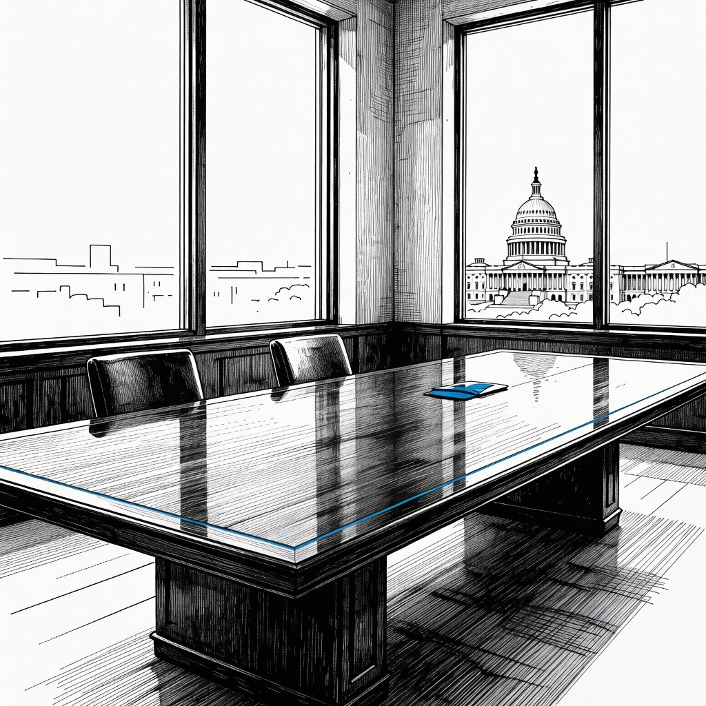 Illustration for: Hakeem Jeffries and Jared Kushner Meet Privately Ahead of Midterm Elections