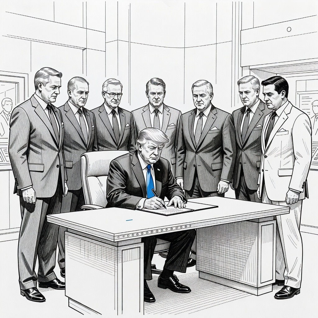 Illustration for: Trump Signs Executive Order to Establish U.S. Space Academy