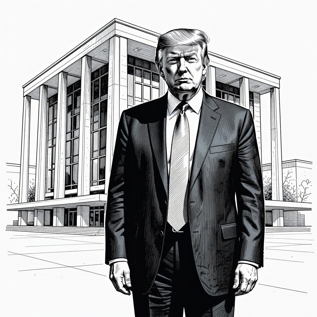 Illustration for: Justice Department Delays Plan to Add Trump's Name to Kennedy Center Amid Legal Review