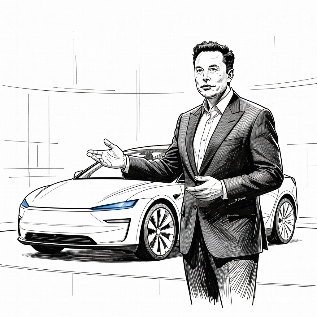Illustration for: Tesla Showcases Cybercab in Austin Amid Surge in Market Trading