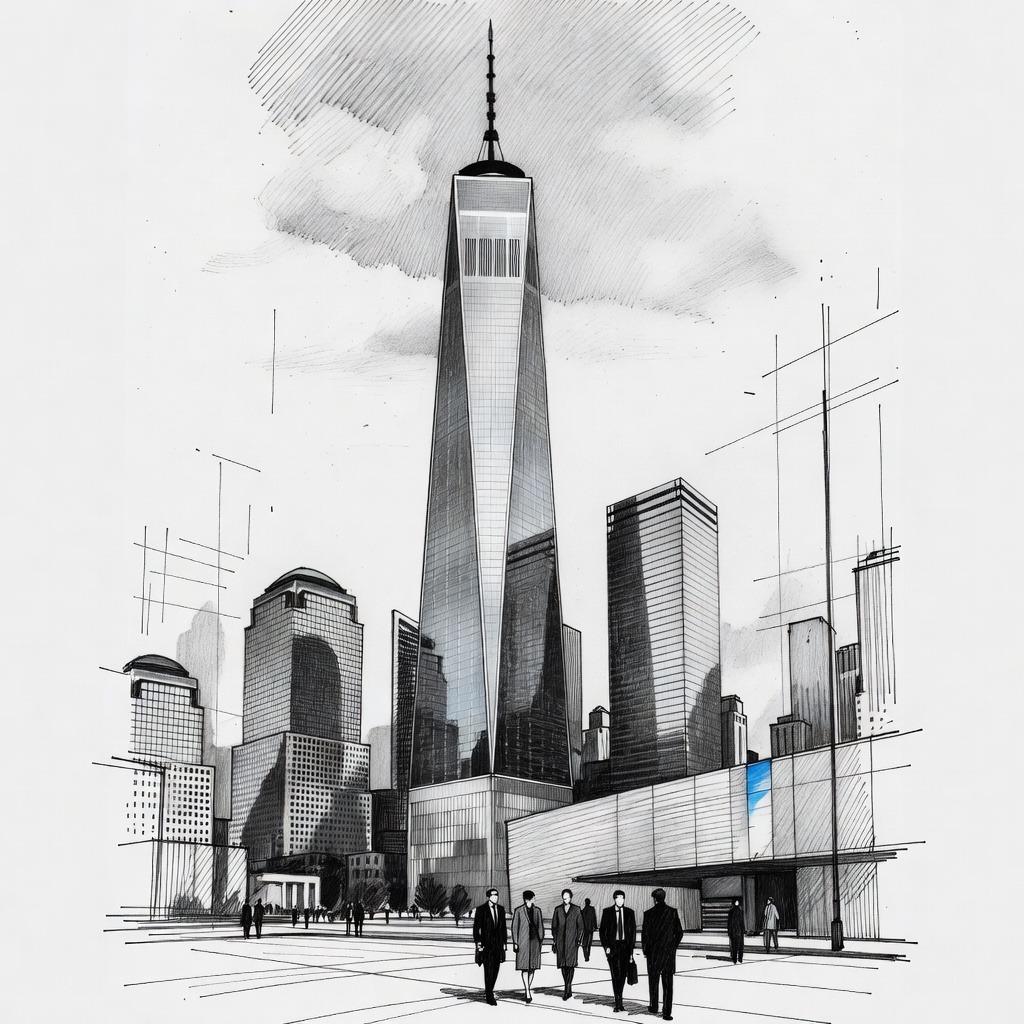 Illustration for: Lower Manhattan Marks 25 Years of Redevelopment Following Sept. 11 Attacks