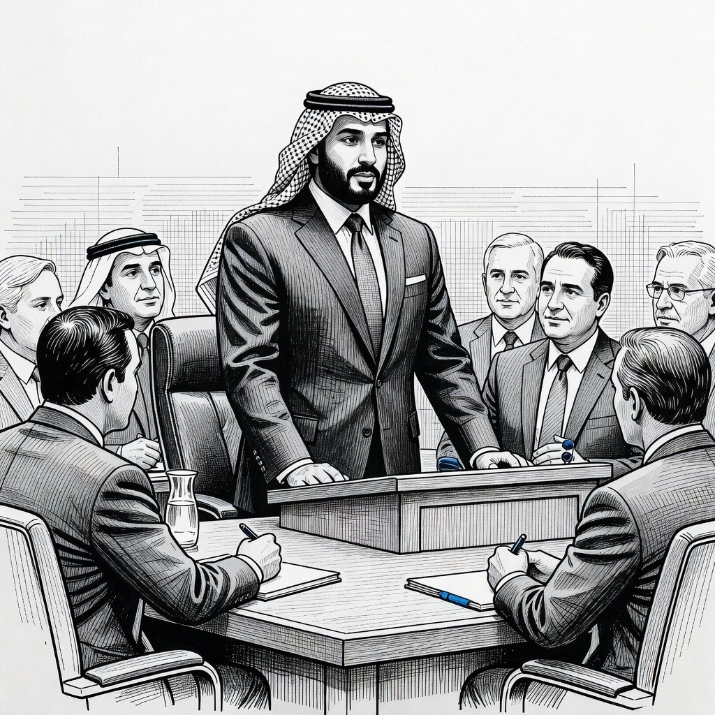 Illustration for: Saudi Crown Prince Urges U.S. Action as Houthi Forces Advance Along Yemeni Coast