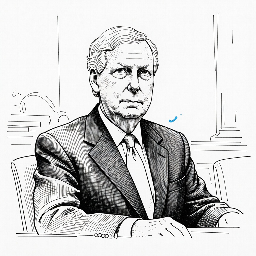 Illustration for: Mitch McConnell Returns to Senate in Wheelchair Following Three-Month Medical Absence