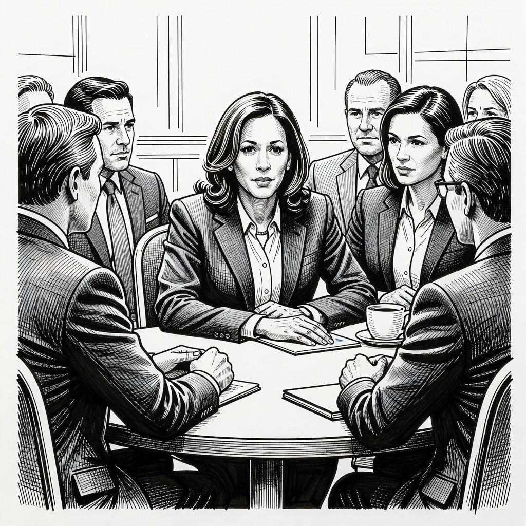 Illustration for: Kamala Harris to Campaign with Michigan Senate Nominee Abdul El-Sayed