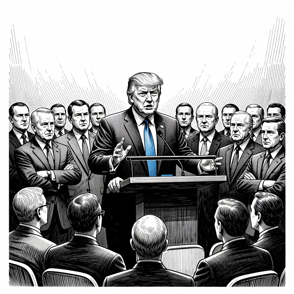 Illustration for: Trump Scheduled to Address United Nations General Assembly in New York