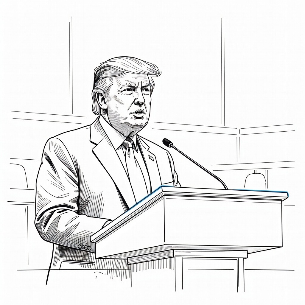 Illustration for: Trump Outlines Iran Policy and Reclassifies Artificial Intelligence at UN General Assembly