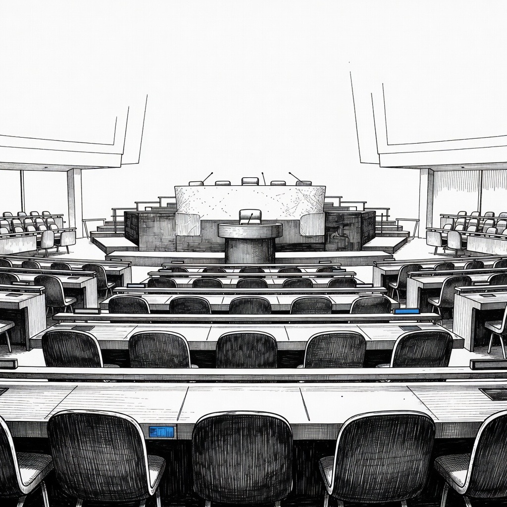 Illustration for: Netanyahu Addresses UN General Assembly Amid Diplomatic Walkout and Manhattan Protests