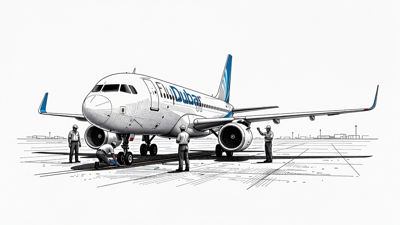 Illustration for: FlyDubai flight lands in Saudi Arabia after cockpit attack