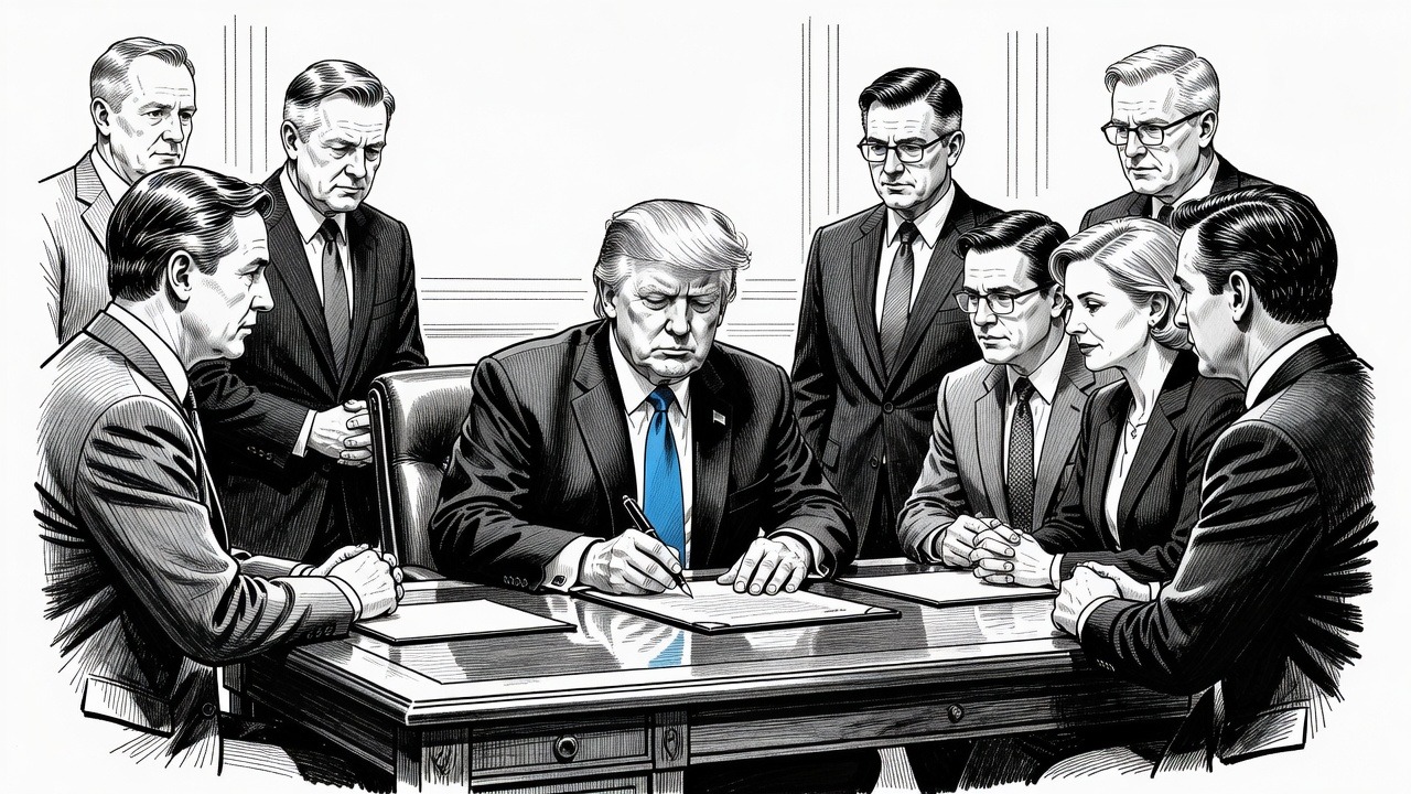 Illustration for: Trump Order Allows Temporary Highway Use of Dyed Diesel