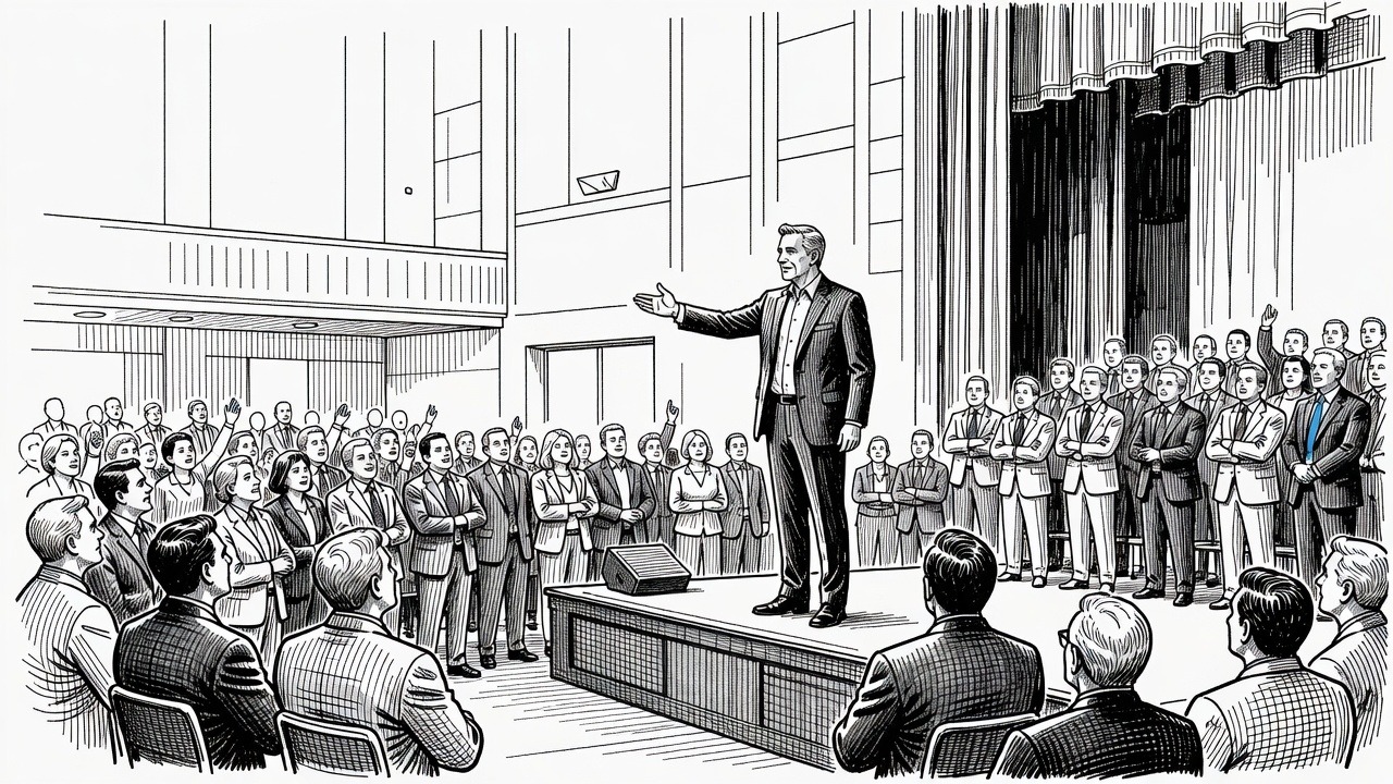 Illustration for: Trump Campaigns for Paxton at San Antonio Rally Disrupted by Protesters