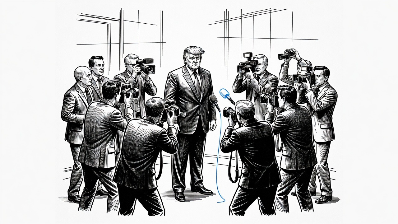 Illustration for: Justice Department Opens Antitrust Inquiry Into White House TV Pool Pause
