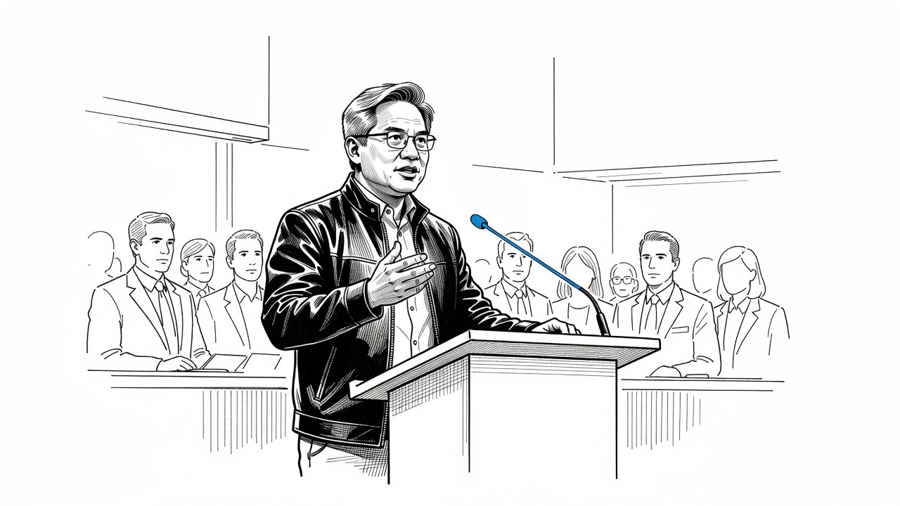Illustration for: Nvidia CEO calls for AI safety dialogue with Chinese companies