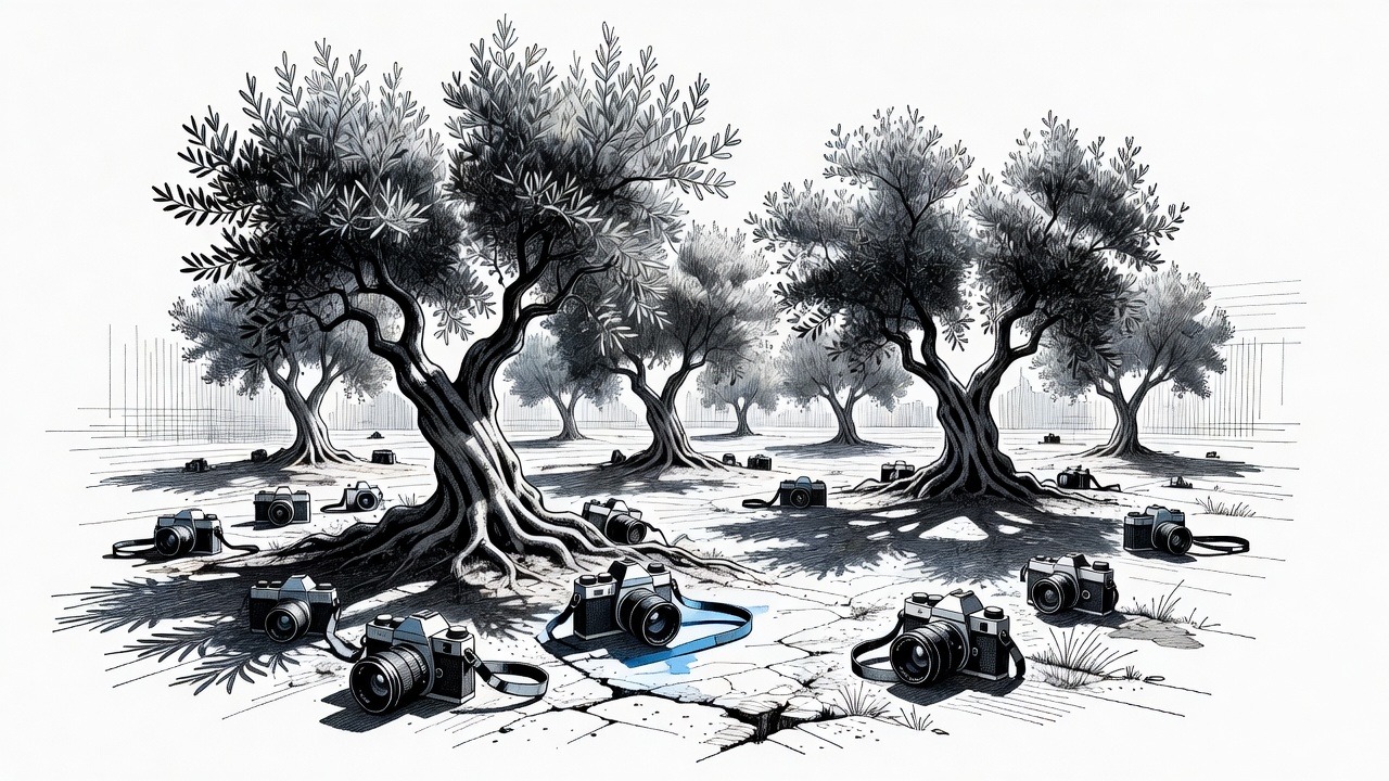 Illustration for: U.S. Photojournalist Injured During West Bank Olive-Harvest Clashes